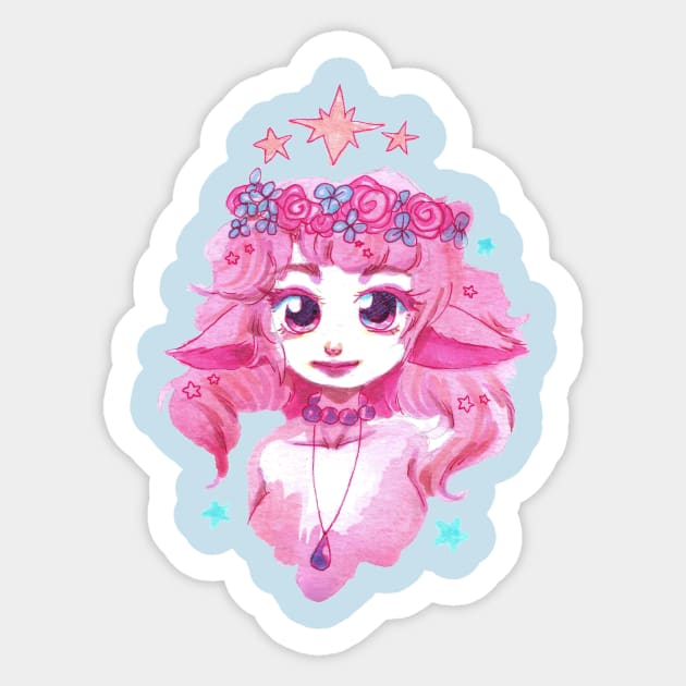 Pink Flower Crown Girl Sticker by saradaboru